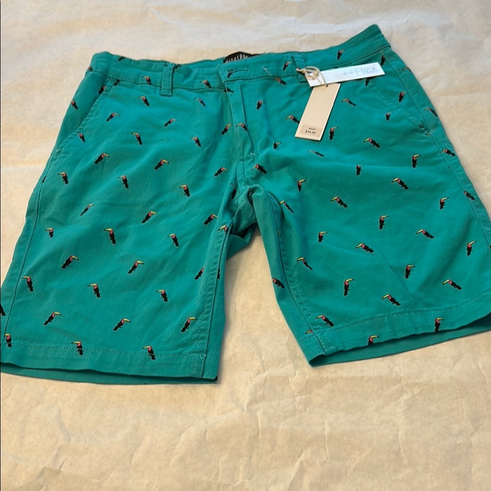 Vibrant Green Flat Front Shorts